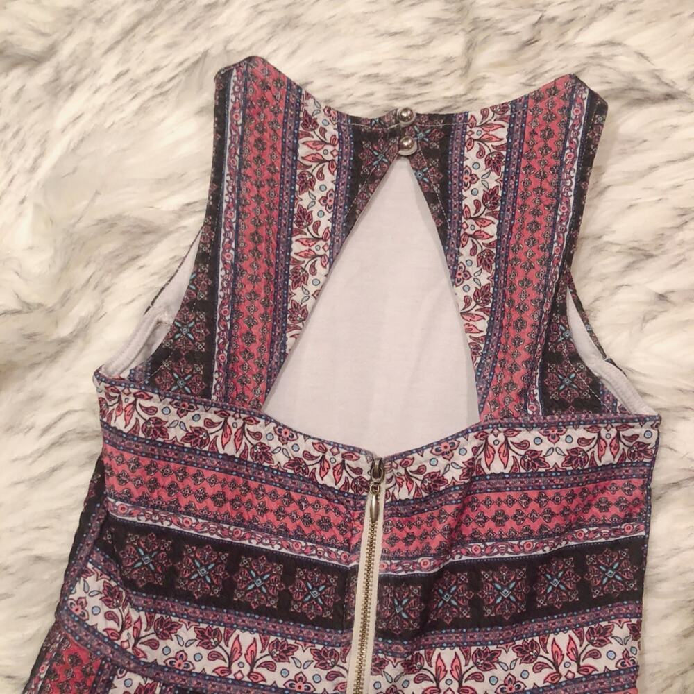 Xhilaration Black, Red, White Halter Striped Bohemian Boho Hippy Summer Dress - Picture 7 of 13
